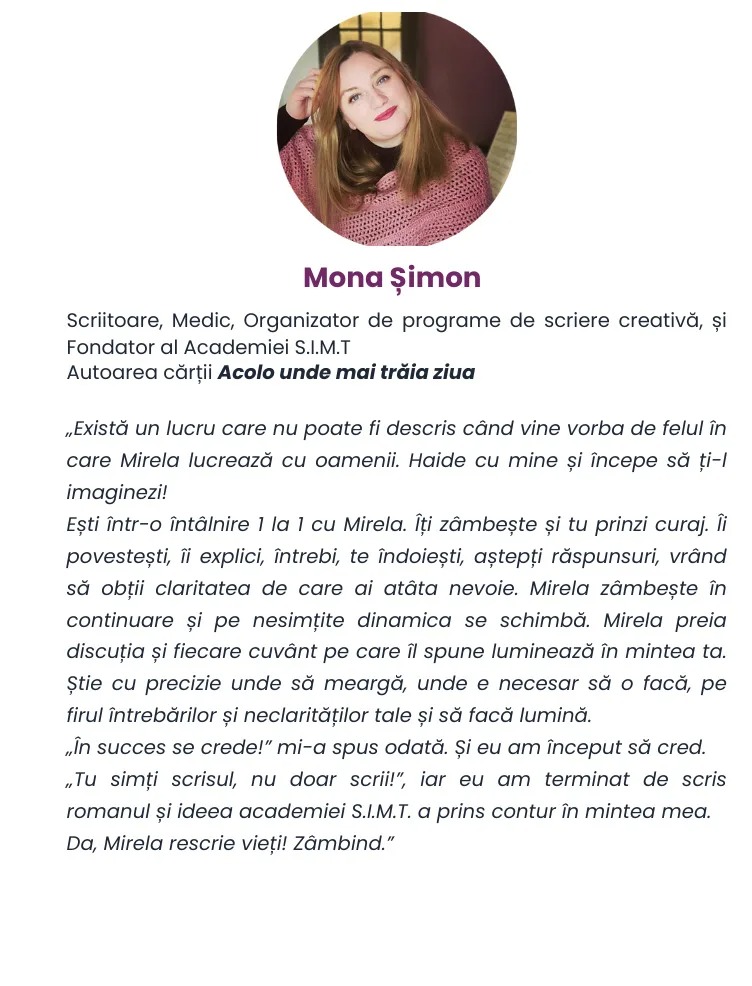 Descoperă cum să transformi povestea și expertiza ta într-o carte nonfiction care inspiră, consolidează încrederea în tine ca lider și reflectă misiunea ta de viață.
🌟 Transformă-ți povestea în carte de impact la webinarul gratuit → mirelacarmenstancu.ro/webinar-29-01-…