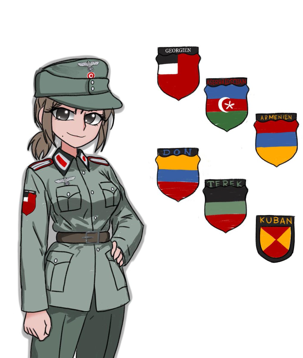 Georgian volunteer girl in the Wehrmacht

There were not only foreign legions of the Waffen-SS but also of the Wehrmacht army in the Caucasus, Urals, and other Slavic regions; most fought for their country's independence or liberation from the Soviet Union.