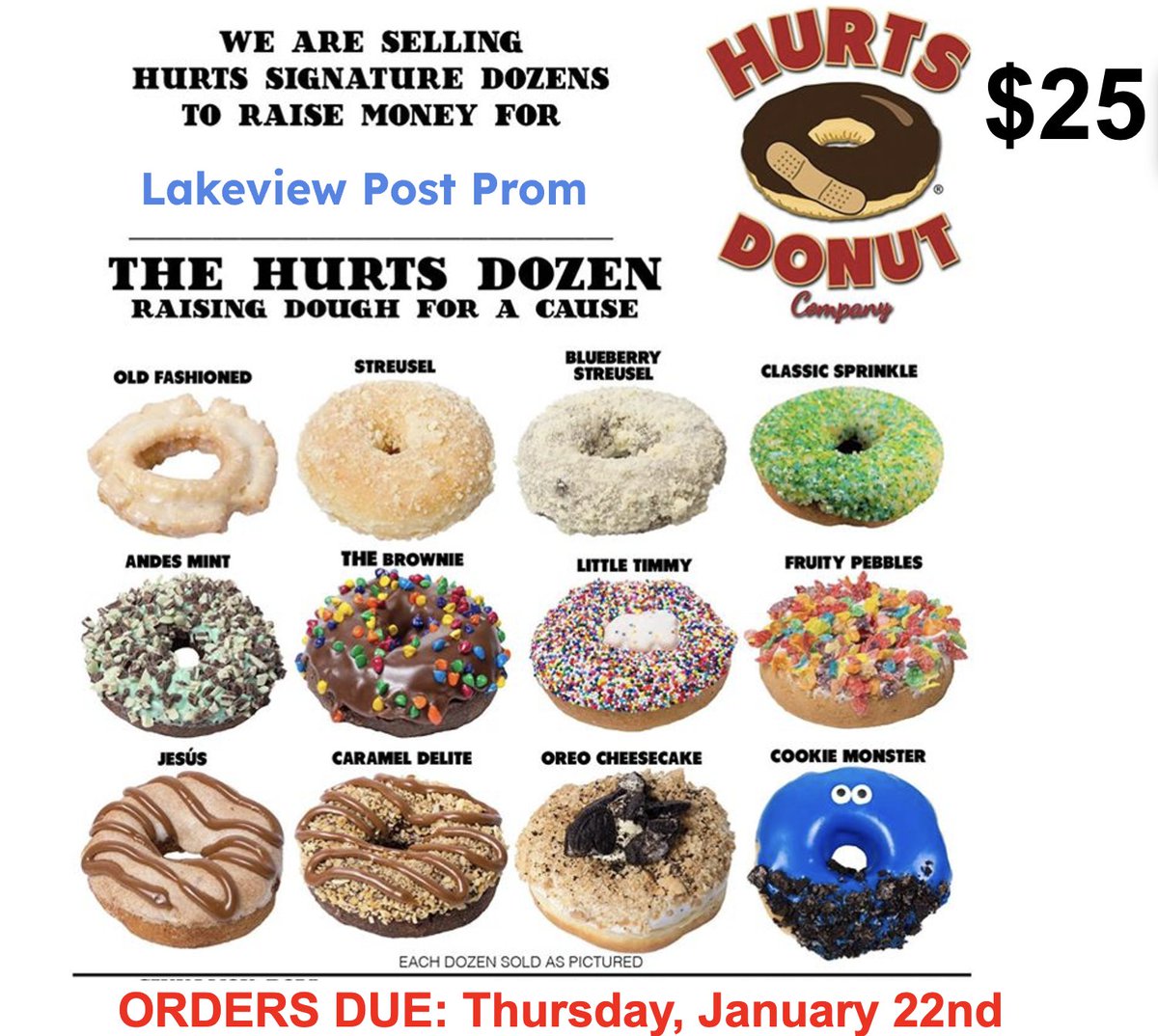 Hello Lakeview Parents!

🍩 The junior and senior classes are selling Hurts donuts until Thursday, January 22nd for a Post Prom fundraiser. Each box has one dozen donuts as pictured in the photo.

💵 If you would like to order, see a...
lakeview.lakeview.esu7.org/post-details/~…