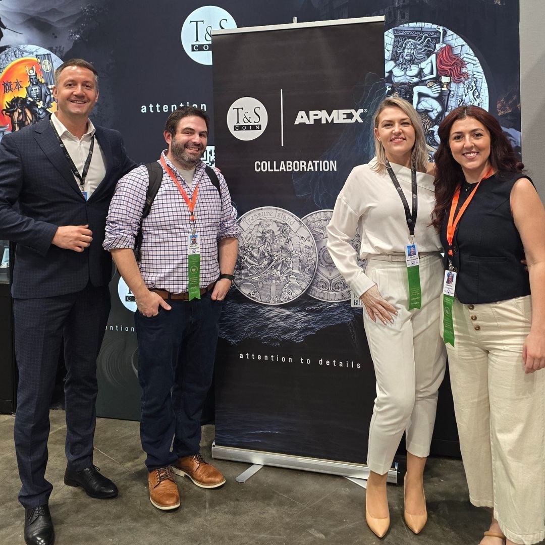 TScoinCompany's tweet image. The first time 𝗧&amp;amp;𝗦 𝗖𝗼𝗶𝗻 design will be issued as a bullion coin, minted and distributed in collaboration with @Apmex

#TScoin #AttentionToDetails #TreasureIsland #bullioncoin