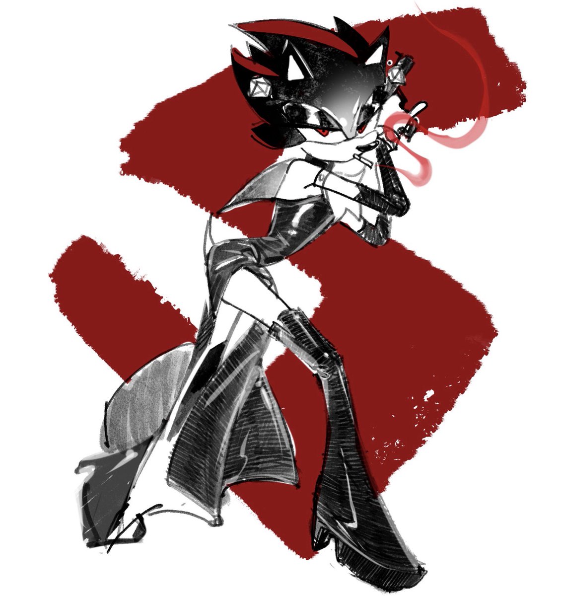 leave for a year and apparently mpreg is mainstream now?? anyways a sketch of fem shadow the hedgehog I did last night