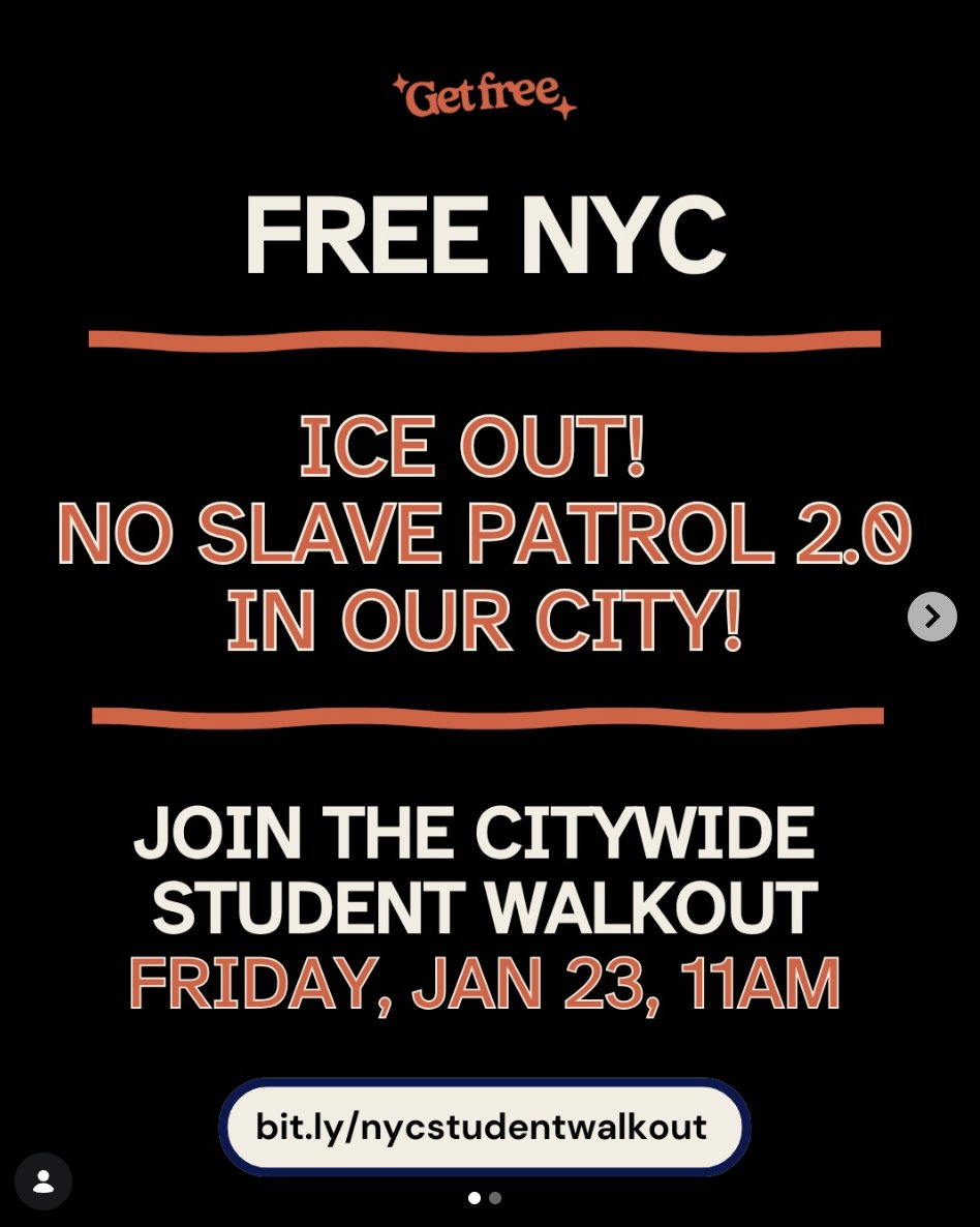 _ericblanc's tweet image. NYC students have called a citywide student walkout on January 23 🔥🧊
