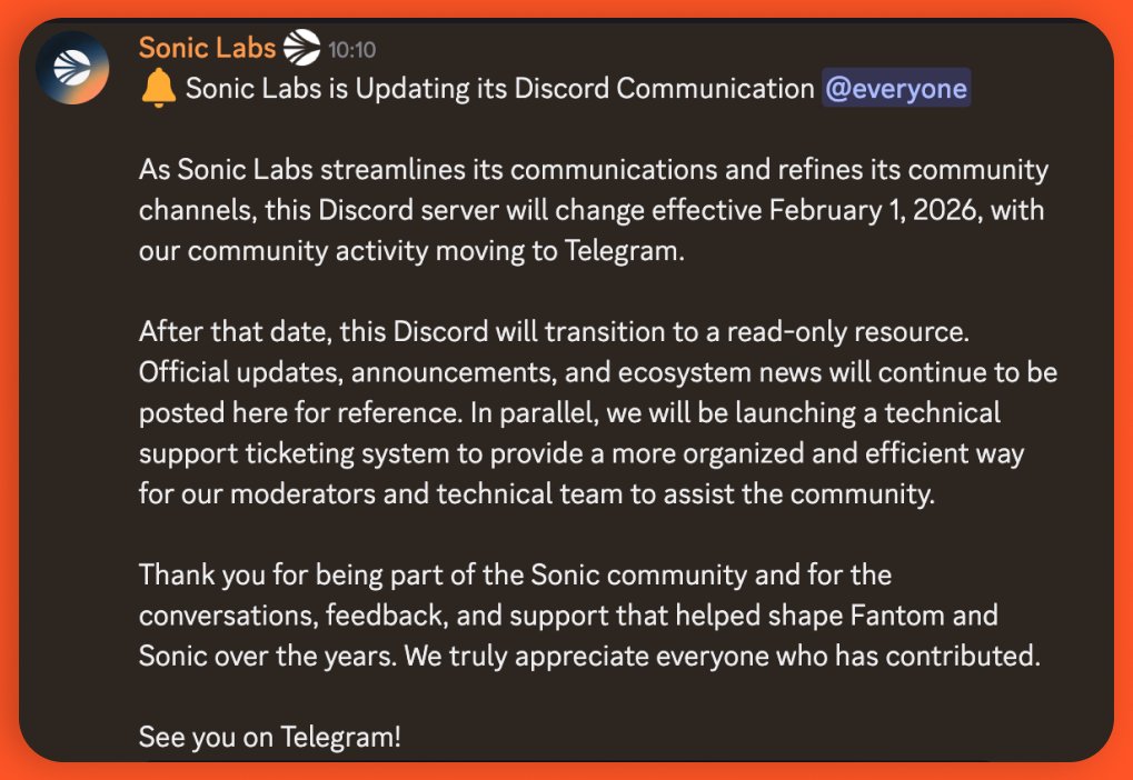 _lfausto's tweet image. 🚨 Sonic Labs will be updating its Discord and using it as a read-only resource.

Comms will be focused on Telegram.