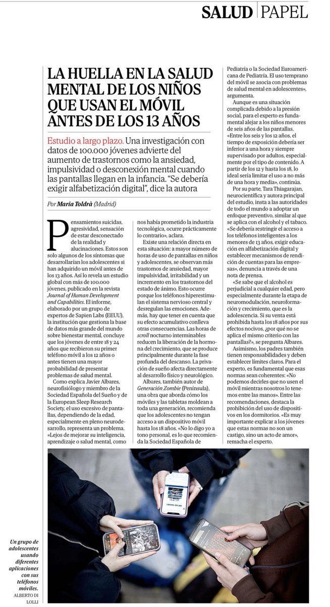 📱 Los niños que reciben su primer móvil antes de los 13 años tienen mayor riesgo de ansiedad, impulsividad y desconexión mental. Un estudio con 100.000 jóvenes alerta: las pantallas en la infancia pasan factura a la salud mental m.youtube.com/watch?v=eHaO0W…