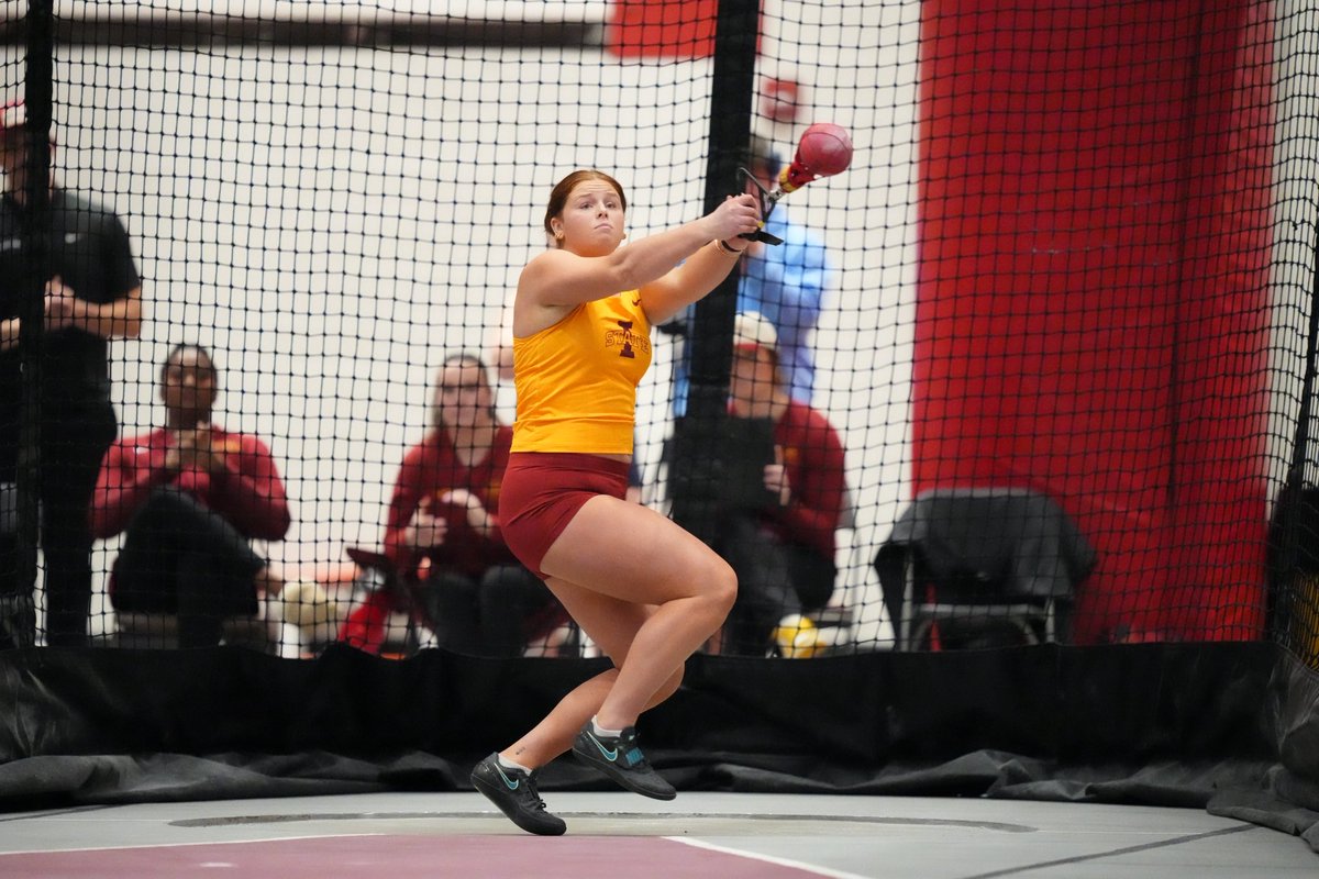 CycloneTrackXC's tweet image. Welcome to the top 10. 

Candra King wins the weight throw with 65-6 1/4 (19.97m) to debut at No. 5 in program history!

#Throw4ISU