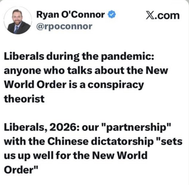 THEY CALLED US CONSPIRACY THEORISTS, TIN-FOIL HAT CRAZIES, AND CENSORED US FOR YEARS!!! 😡🤬

Anyone who dared say the Liberals, WEF, and globalists were pushing a NEW WORLD ORDER during COVID was silenced, mocked, and ruined!!!

FAST FORWARD TO YESTERDAY: Prime Minister Mark