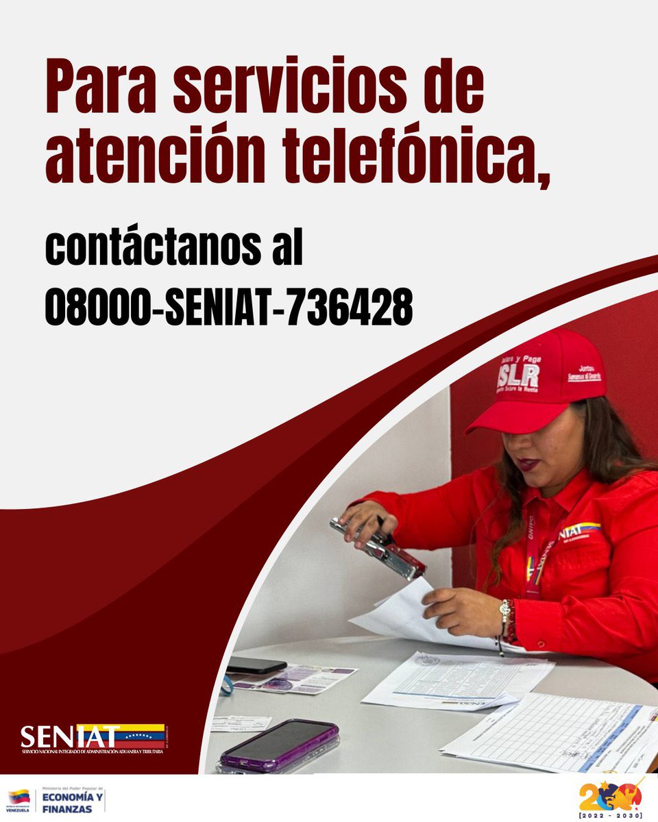 ¿Necesitas orientación o información sobre tus trámites tributarios? El SENIAT pone a tu disposición su línea de atención telefónica para resolver todas tus dudas de forma rápida y sencilla.

#Seniat #Venezuela