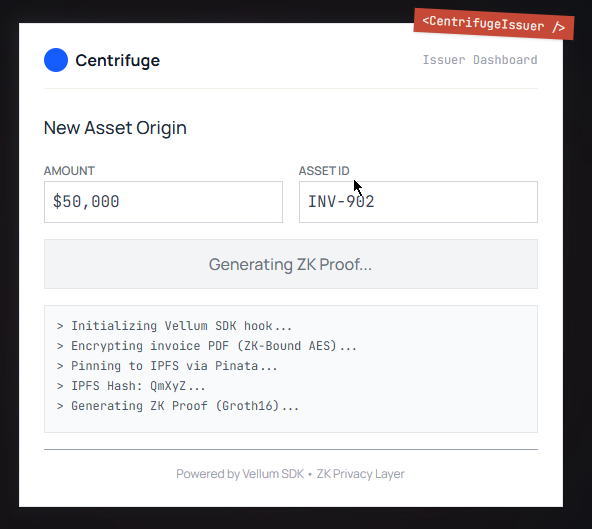 alienworl1's tweet photo. We built Vellum as an SDK first.
Any RWA protocol can fork our middleware to add "Conditional Privacy" to their dApp in <5 minutes.
npm i vellum-sdk https://t.co/BcVN5NsZqn