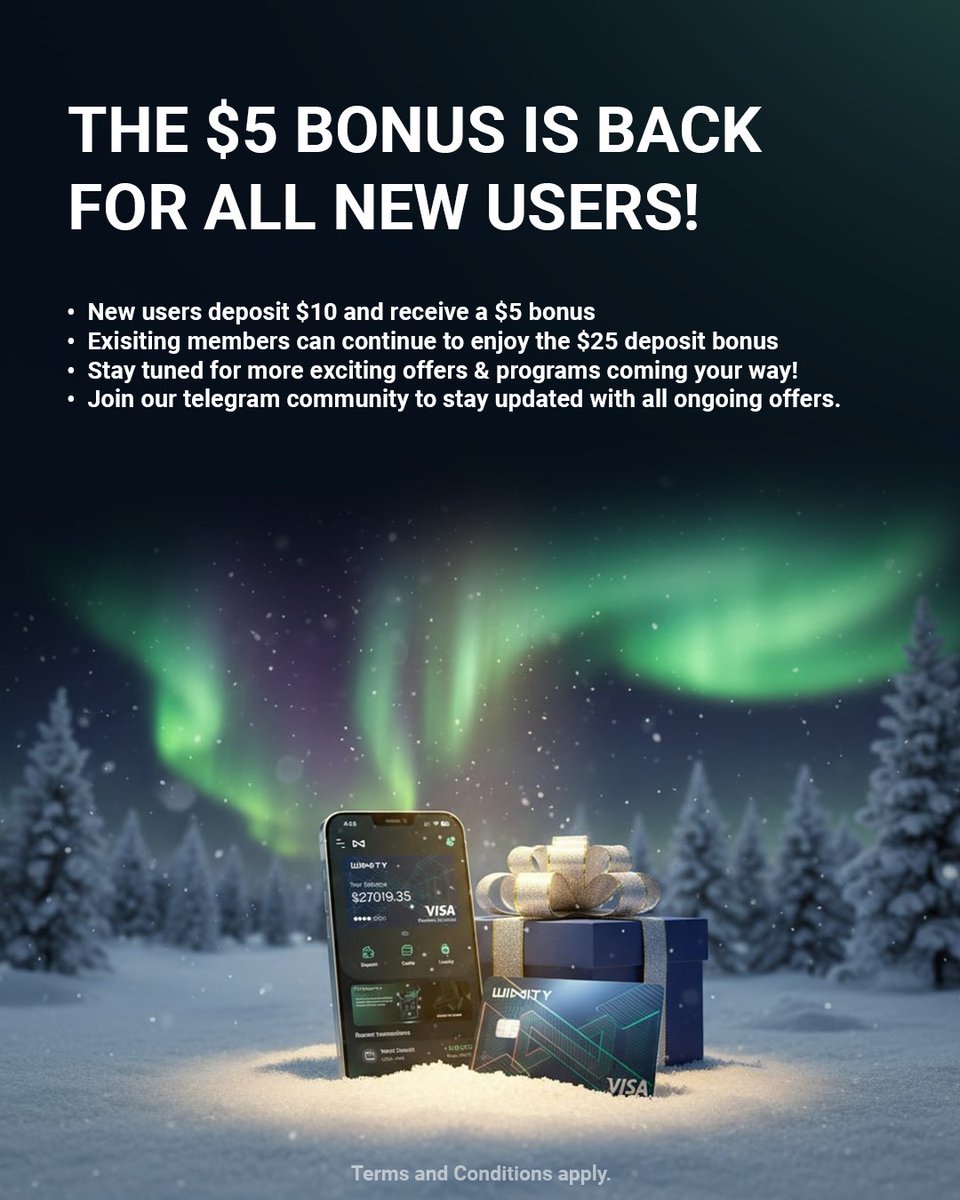 You asked. We listened.

The $5 welcome bonus is back for new members, following strong demand from the community.
Existing members can continue benefiting from the $25 deposit bonus.

More programs. More rewards. More momentum ahead.
Now live on Winity Life.

T&amp;Cs apply.