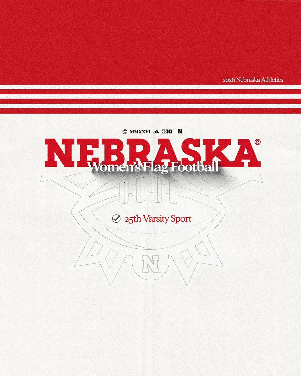 Huskers's tweet image. Today marks a major milestone in the history of women’s sports at Nebraska.

@HuskerFlagFB will officially become NU’s 25th varsity sport, with its inaugural competitive season beginning in 2028.

ℹ️🏈 Full details » go.unl.edu/upwk