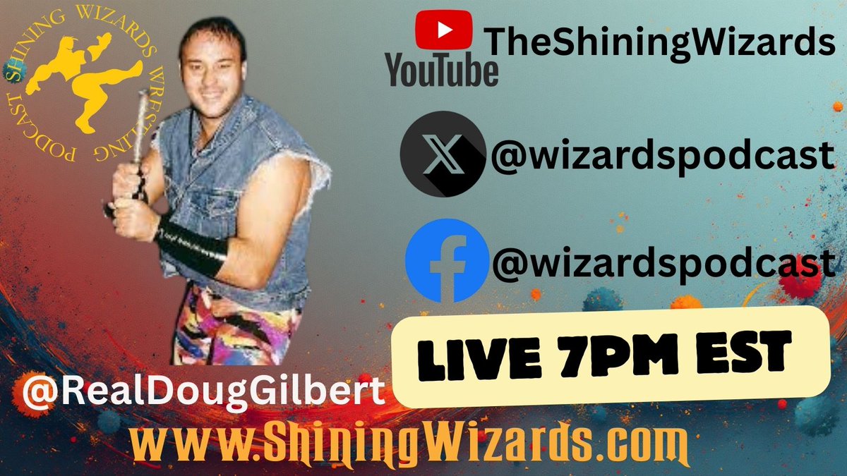 wizardspodcast's tweet image. Monday Night we kick things off at 7pm talking #WWERaw #TNA #AEW #JCWLunacy 
At 8pm @RealDougGilbert joins us to talk about his legendary career &amp;amp; the newly released #EddieGilbert book. You can grab the book at the link below &amp;amp; Tune in Monday Night LIVE #ShiningWizards…
