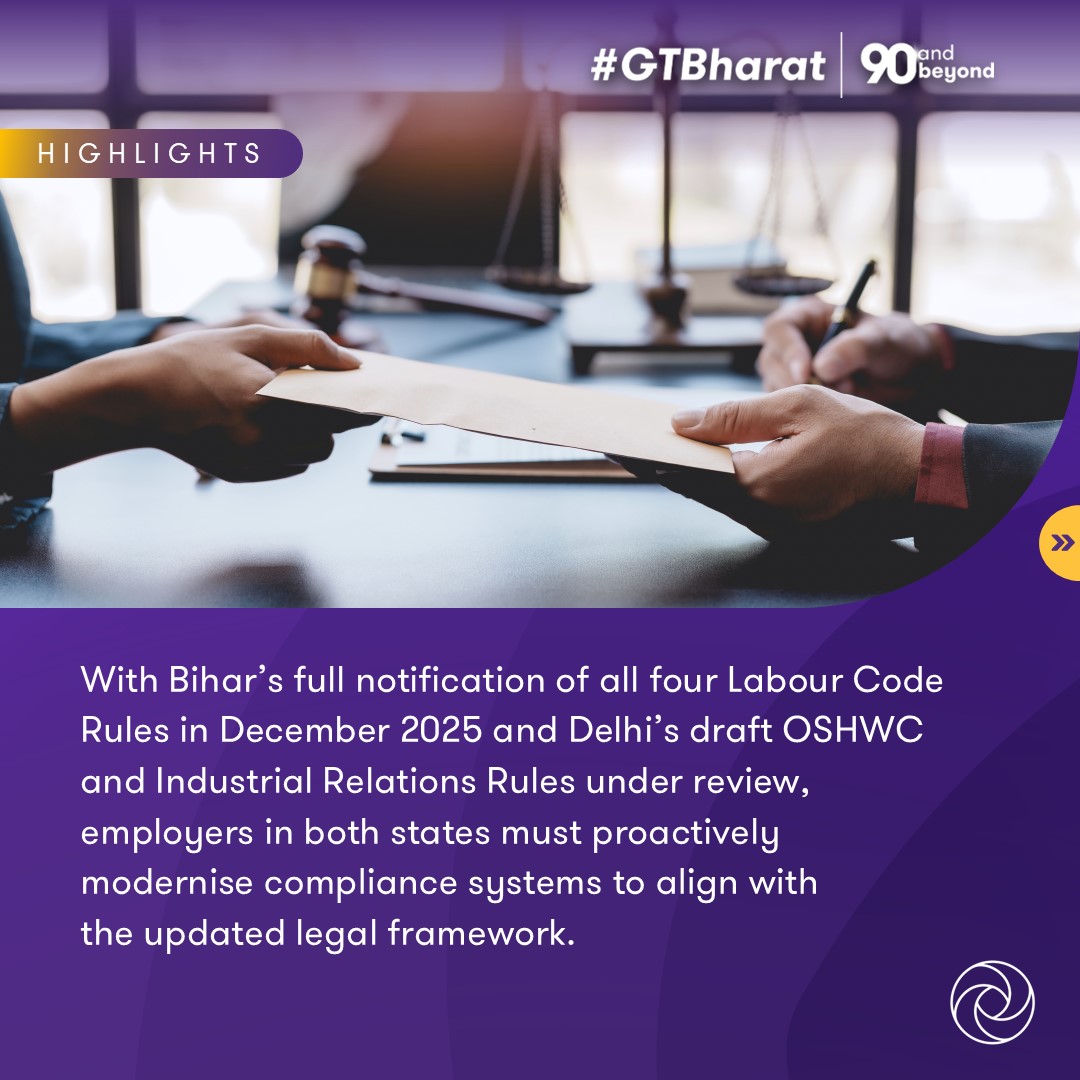 GrantThorntonIN's tweet image. The December 2025 edition of 'Labour Law Insights' discusses uniform wage definition, working hours, social security expansion, appointment letters, and health checks.

Know more: brnw.ch/21wZ9vq

#LabourLaw #LabourCodes #Compliance #EmploymentLaw #SocialSecurity #EPFO