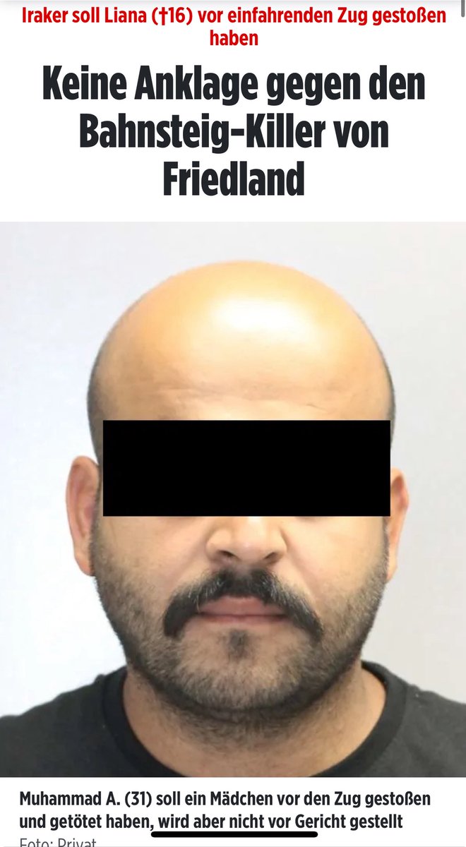 BeaBovary's tweet image. Du kommst illegal nach Deutschland, ermordest ein 16-jähriges Mädchen indem du es vor den Zug stößt und dir passiert… nichts.