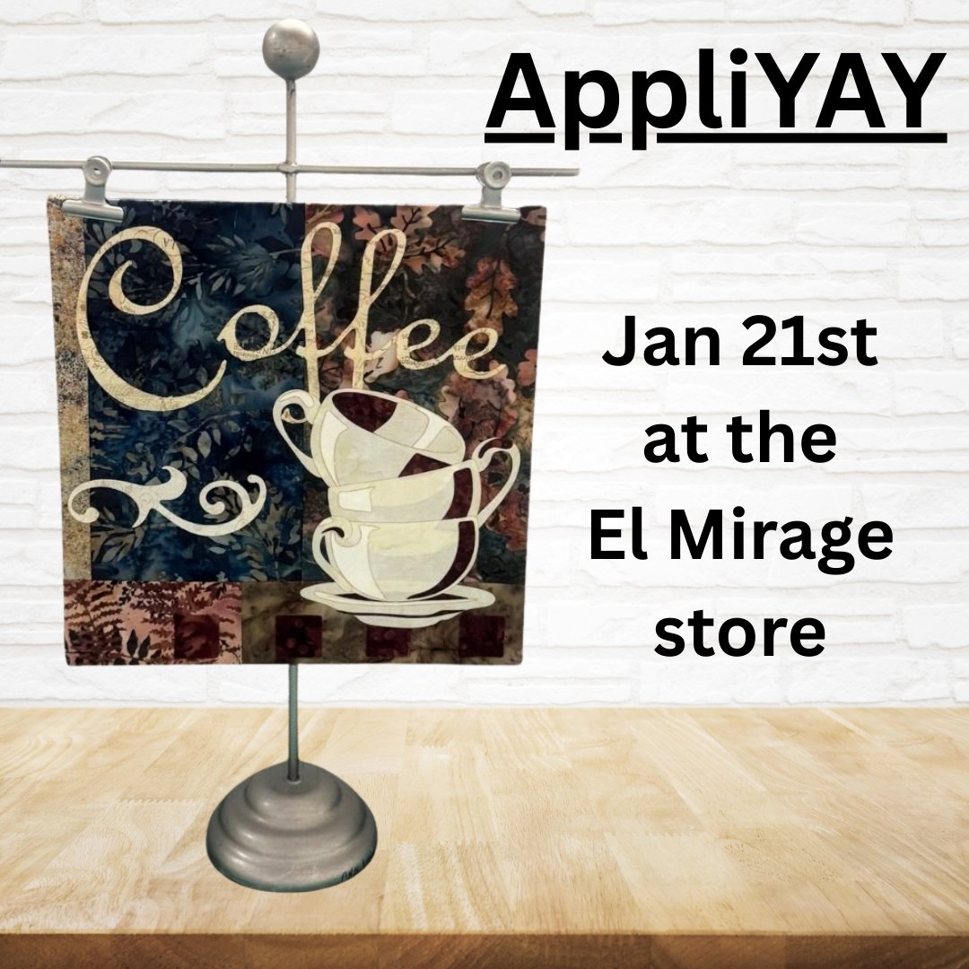 This beautiful coffee-themed design from McKenna Ryan has so much potential for your projects!  Sheigh Cox will be teaching this project at the El Mirage store on January 21st.

Sign up today at tinyurl.com/4p2uw62s

#sewing #quilting #quilters #quilter