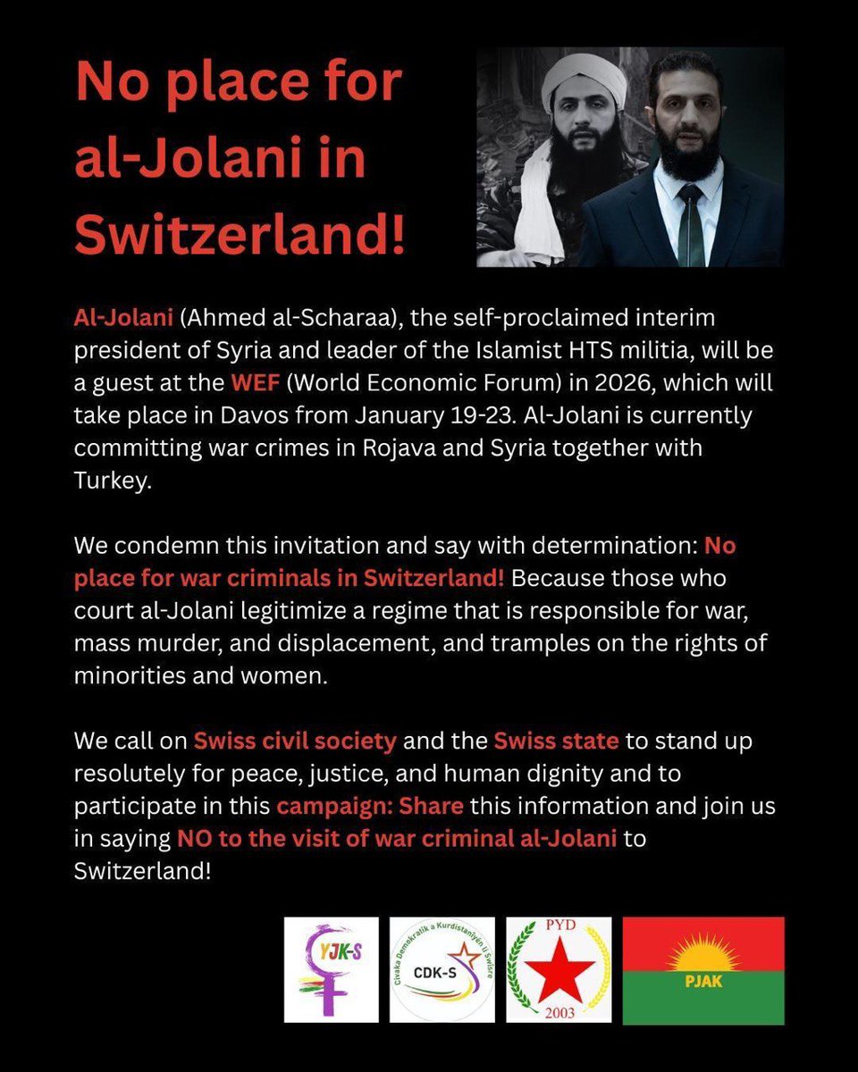 Arjin6471548578's tweet image. #JolaniIsNotWelcome
#nowef
#rojava

@switzerland
@eda_dfae
@gov.ch
@parlch