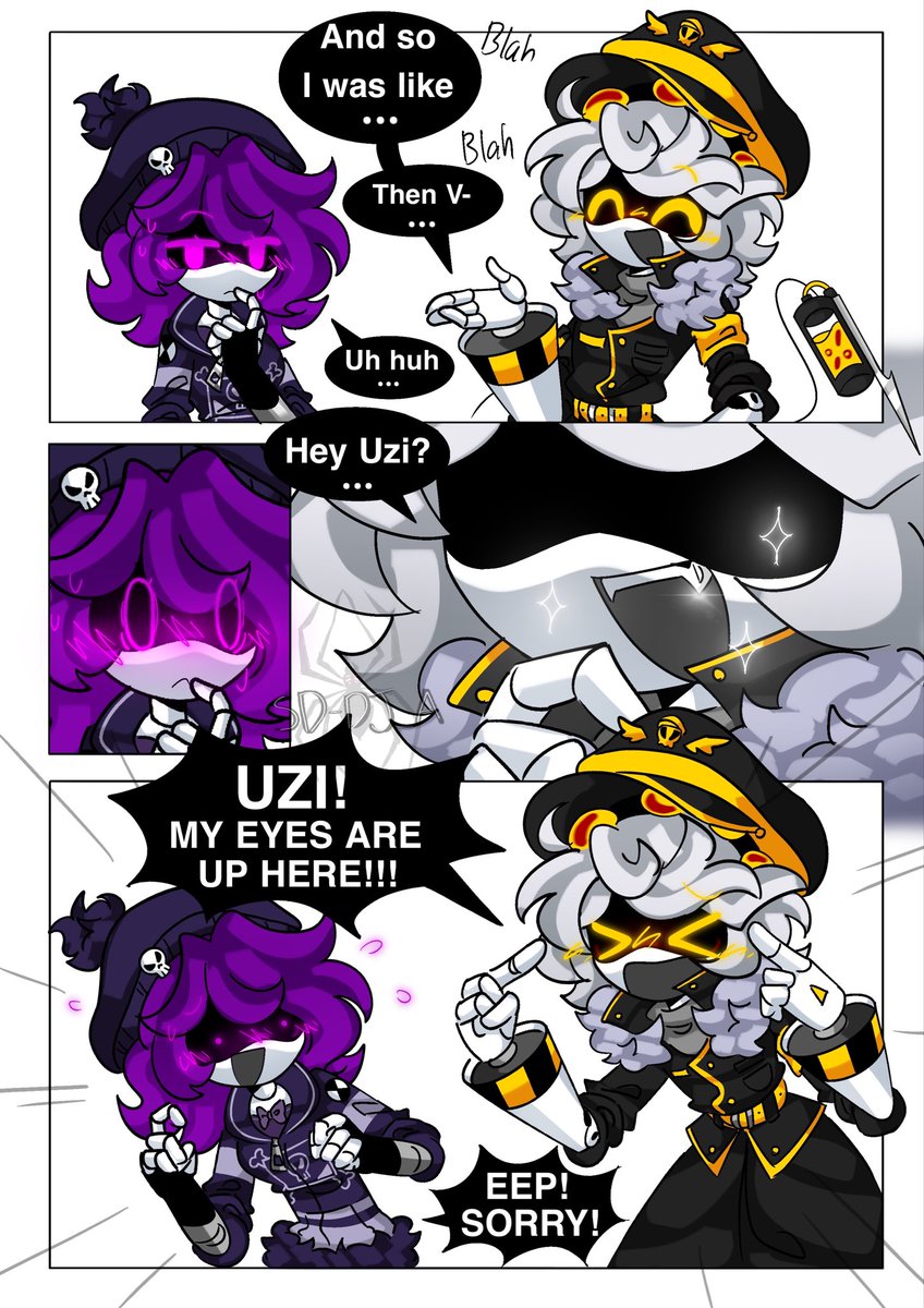 ┇Staring…
   •
   •
   •
{idea not mine}
#murderdrones #nuzi #sdn #SerialDesignationN #uzi #uzidoorman