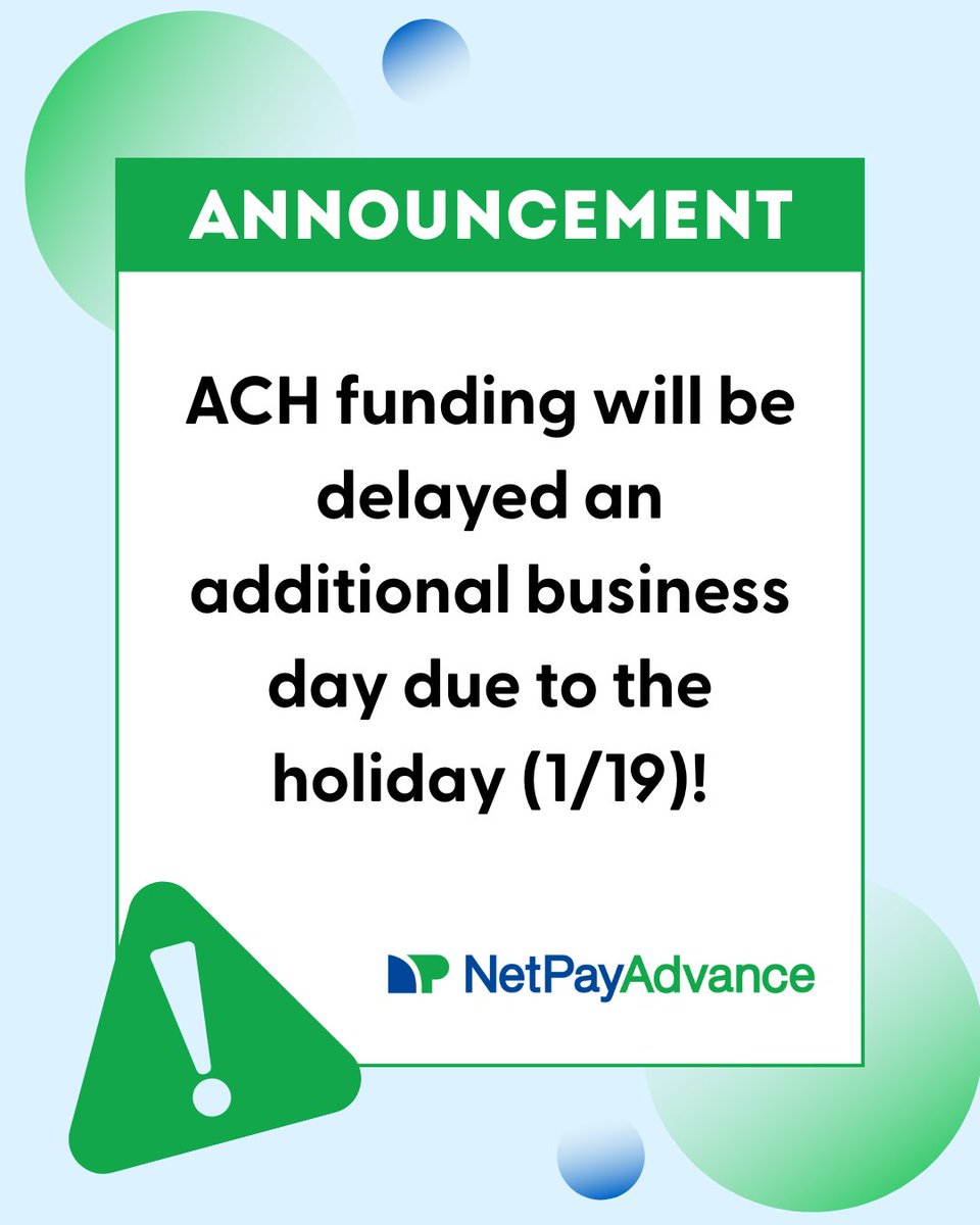 ⚠️ Just a heads up that there may be funding delays due to that banking holiday. Be sure to add a valid debit card to file to avoid these delays!