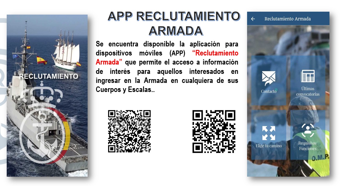Armada_esp's tweet image. ⚓🇪🇸¿Buscas un futuro con propósito?

👉Abierta la nueva #convocatoria de plazas para militar de tropa y marinería en la Armada.

💪Forma parte de nuestro equipo.

Toda la información sobre nuestra App de #reclutamiento, en el QR adjunto. 

#SomosLaArmada