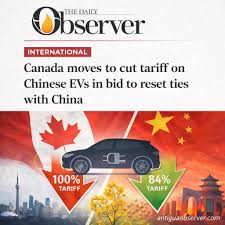 加拿大总理卡尼宣布：进口4.9万辆中国电动汽车，税率从100%降至6.1%。#中加关系 #加拿大总理卡尼 #电动汽车 #关税