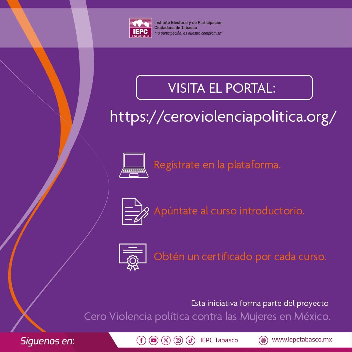 Infórmate, participa y sé parte del cambio. Visita ceroviolenciapolitica.org

"Tu participación es nuestro compromiso".
iepctabasco.mx