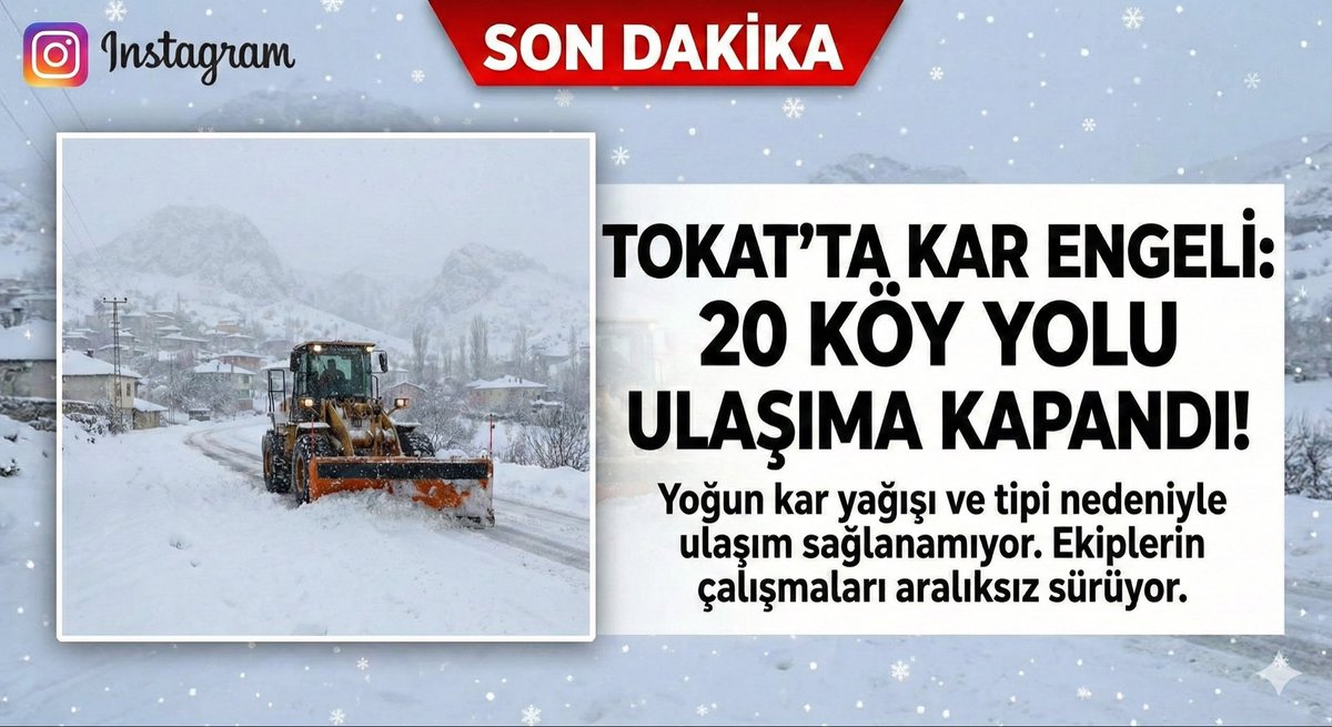 Tokat'ta kar nedeniyle 20 köy yolunda ulaşım sağlanamıyor.

Kent genelinde etkili olan kar yağışının ardından Erbaa ilçesinde 9, Reşadiye ve Niksar ilçelerinde 5'er, Sulusaray ilçesinde 1 olmak üzere 20 köy yolu ulaşıma kapandı.