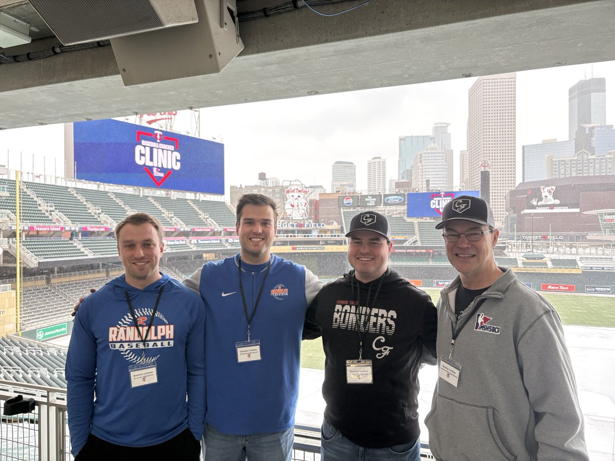 4 Coach Lindows happy to be back at ⁦<a href="/MSHSBCA/">MN Baseball Coaches</a>⁩ ⁦<a href="/TwinsCommunity/">Twins Community</a>⁩ annual baseball coaches clinic at Target Field. What a great tradition made available by two outstanding organizations. ⚾️👏⁦<a href="/CFBombersBSB/">CFBombersBaseball</a>⁩ ⁦<a href="/RandolphBB/">Randolph Baseball</a>⁩