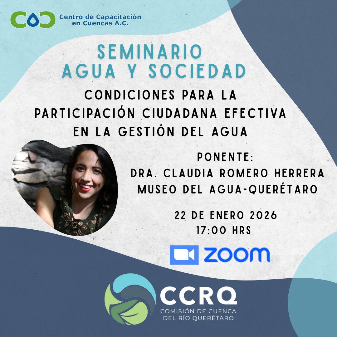 Desde la @Vocalía de Grupos Ambientalistas de la Comisión de Cuenca del #RíoQuerétaro abrimos diálogo sobre las condiciones de participación ciudadana efectiva en la gestión hídrica💬💧
¡Únete a la conversación! 
📆Jueves 22 de enero 
🕓5:00 pm 
📲Por zoom
facebook.com/BajoTierraMu/p…