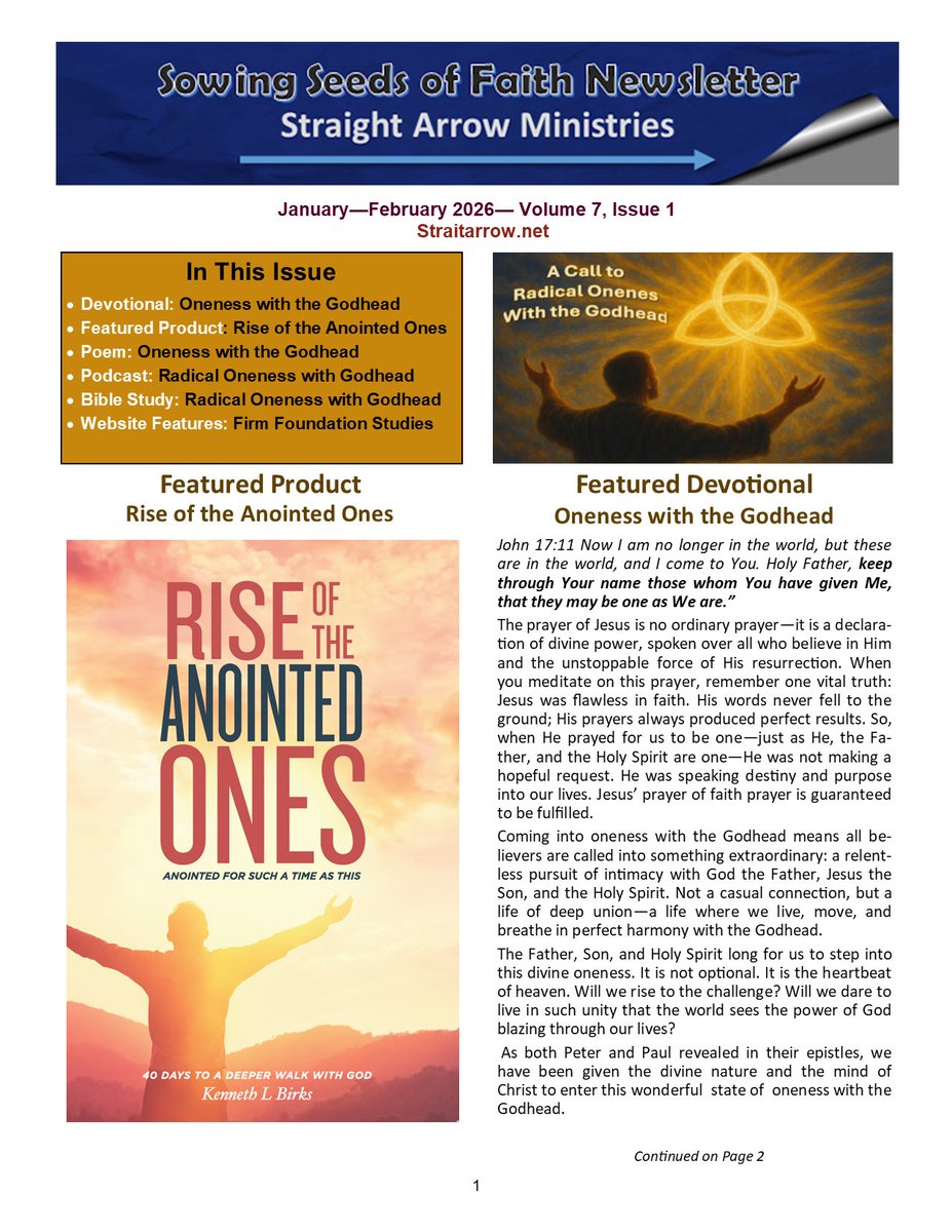 klbirks's tweet photo. Check out the January-February Newsletter from Straight Arrow Publications. Features article and Podcast “A Call to Radical Oneness with the Godhead.

https://t.co/I6ZvF6IPMo https://t.co/rYPt4yQ2NN