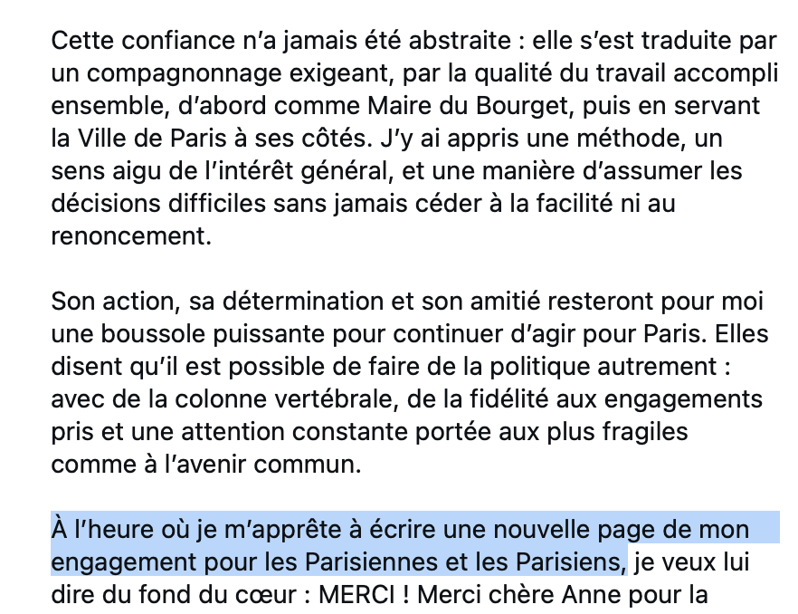 Y. Hoppe a occupé  le poste le plus fictif de la mairie de Paris: "Directeur de cabinet de l'adjoint en charge de l'outre mer🌴⛱️" (après avoir été lourdé de la mairie du Bourget). 
Alors il remercie Anne pour les 💶💶mais ne me dites pas qu'il est sur la liste Grégoire ! (Insta)