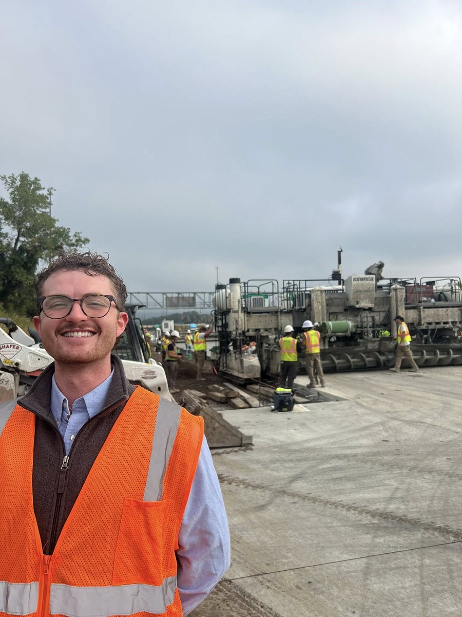 Thanks Rep. Jeff Witte, Dakota Co. Commissioner Liz Workman, and staff from Congresswoman <a href="/RepAngieCraig/">Angie Craig</a> for coming to see how the new I-35 highway is being built in Burnsville! 

It will last likely 60-70 years and is 10.5 inches thick.