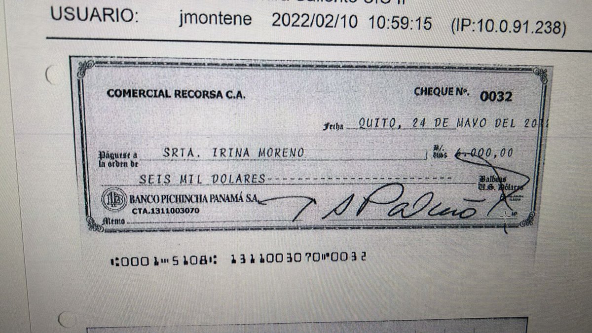 Otro de los muchos cheques que de las empresas de Conto Patiño, testaferro de Lenin Moreno, le pasaban a la familia Moreno.
...Y este fue el miserable que se pasó cuatro años acusándonos de corruptos.
¿Recuerdan los 70.000 millones perdidos en corrupción, de acuerdo con un