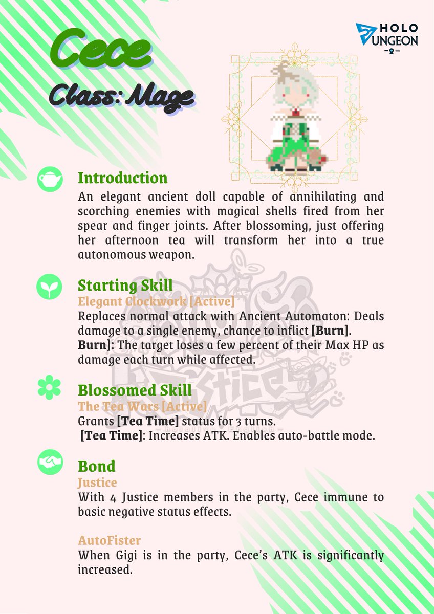【Character Intro – EP17】
🍵Cece might look like an elegant antique doll, but on the battlefield she’s a walking magic cannon that burns down foes. After blossoming, a cup of tea turns her into a fully autonomous war machine.
drive.google.com/file/d/19yihnF…

#holodungeon
#Immergination