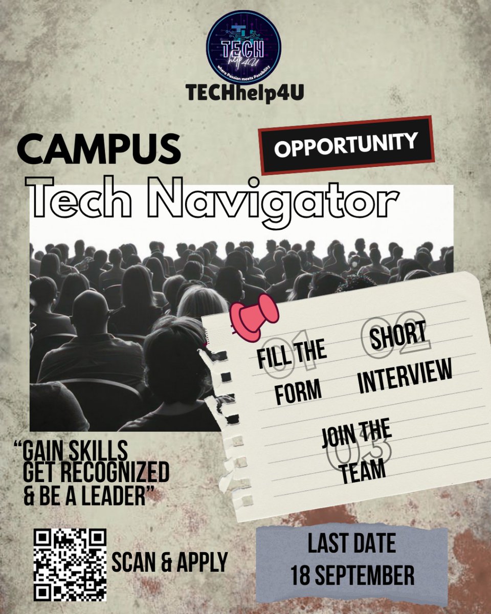 TECH_help4U's tweet image. 🚀 Become a #TechNavigator with @TECH_help4U!

Lead, connect &amp;amp; innovate on your campus 🌐✨

✅ Host tech events
✅ Network with experts
✅ Boost leadership skills
✅ Gain recognition + certificate

👉 Apply by 18 Sept: forms.gle/1zwtyzaXjyv5hT…

🔗 More: linktr.ee/techhelpu