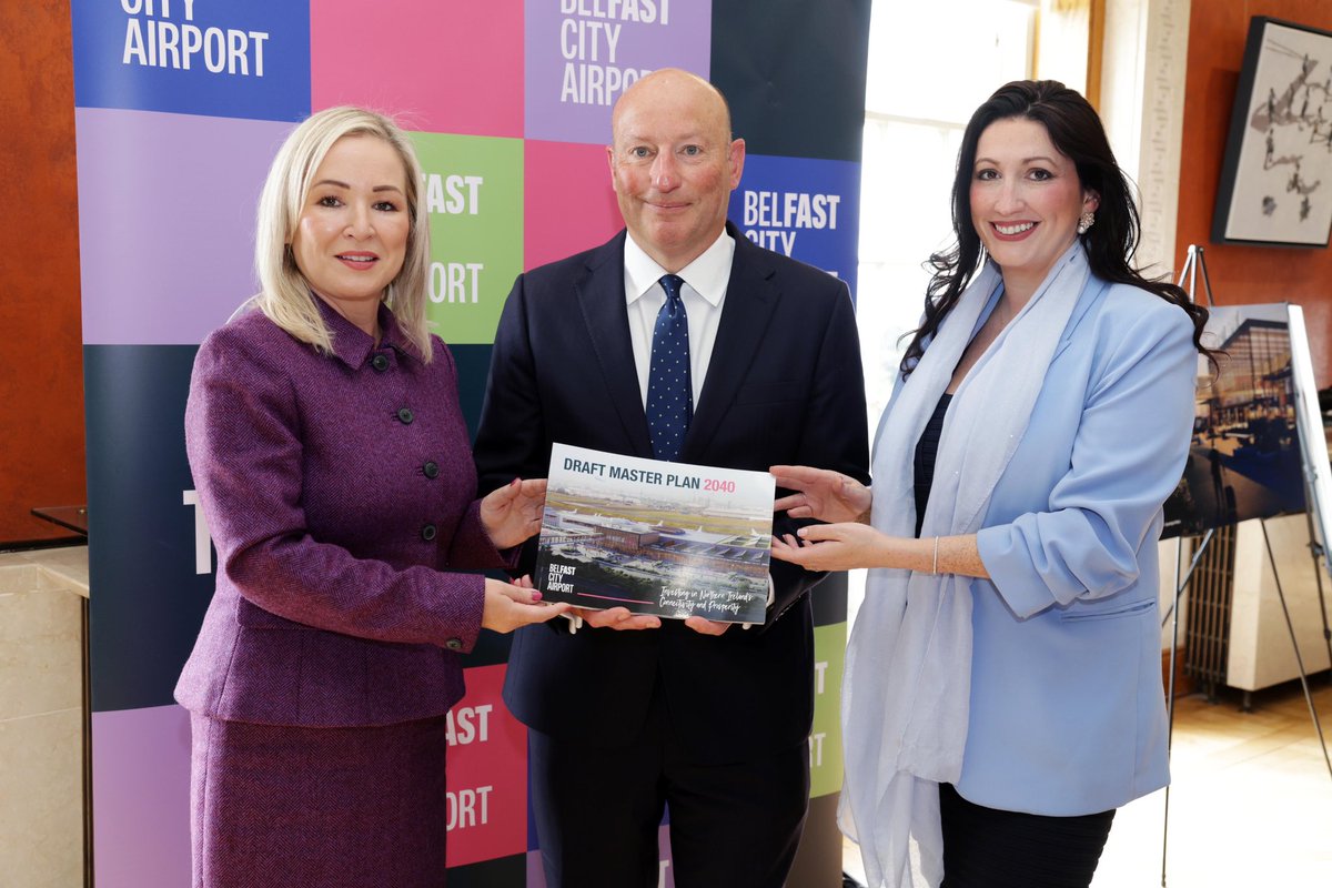 First Minister Michelle O’Neill and deputy First Minister Emma Little-Pengelly attended the launch of the Belfast City Airport Master Plan. The Ministers said the ambitious plan would deliver huge benefits including supporting economic growth and tourism and increasing