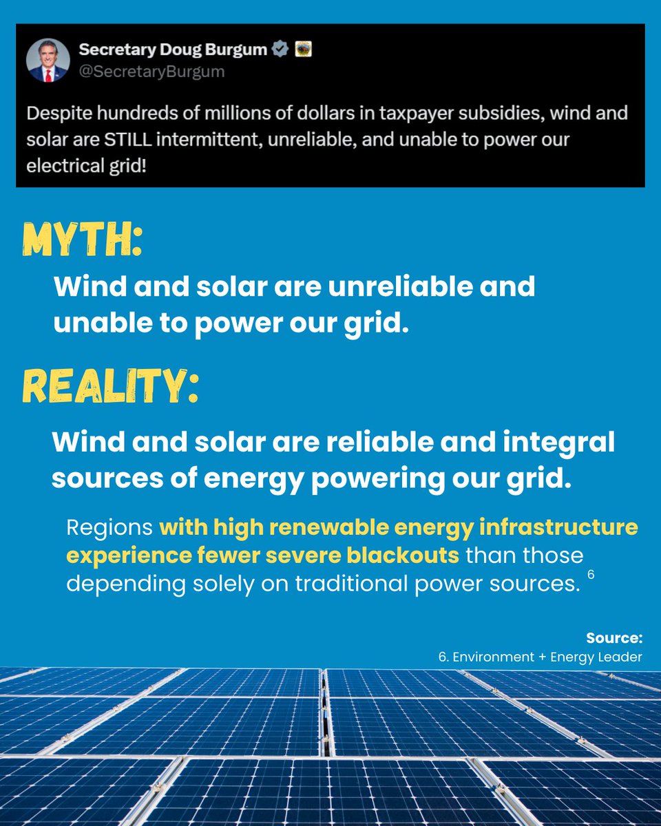 actonclimateUS's tweet photo. The Trump administration continues to spread misinformation and attack clean energy. Let’s get things straight: Solar energy is good for our climate, our economy and our communities. #SunDayofAction @sundayofaction https://t.co/NyNas9WhZq