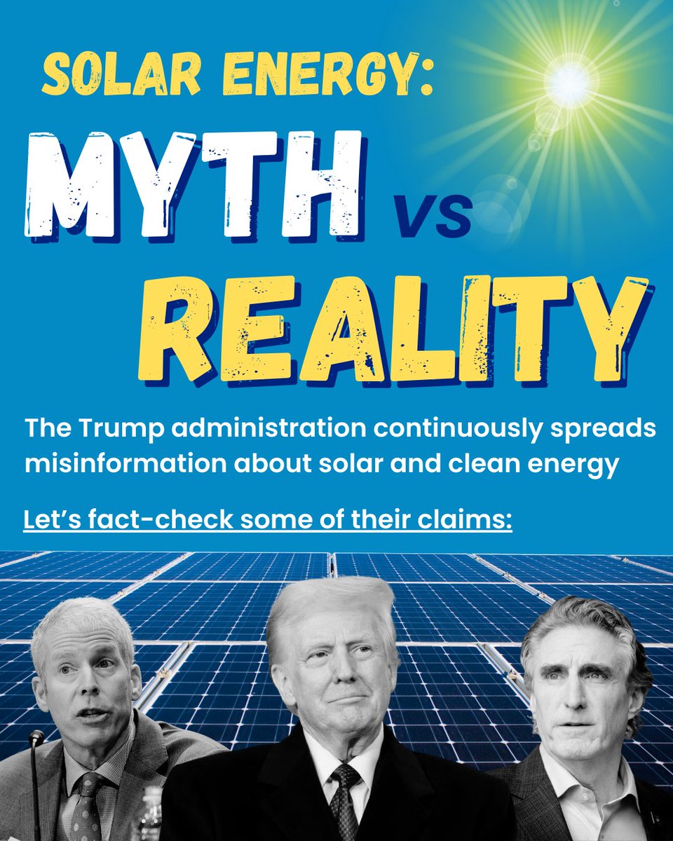 actonclimateUS's tweet photo. The Trump administration continues to spread misinformation and attack clean energy. Let’s get things straight: Solar energy is good for our climate, our economy and our communities. #SunDayofAction @sundayofaction https://t.co/NyNas9WhZq