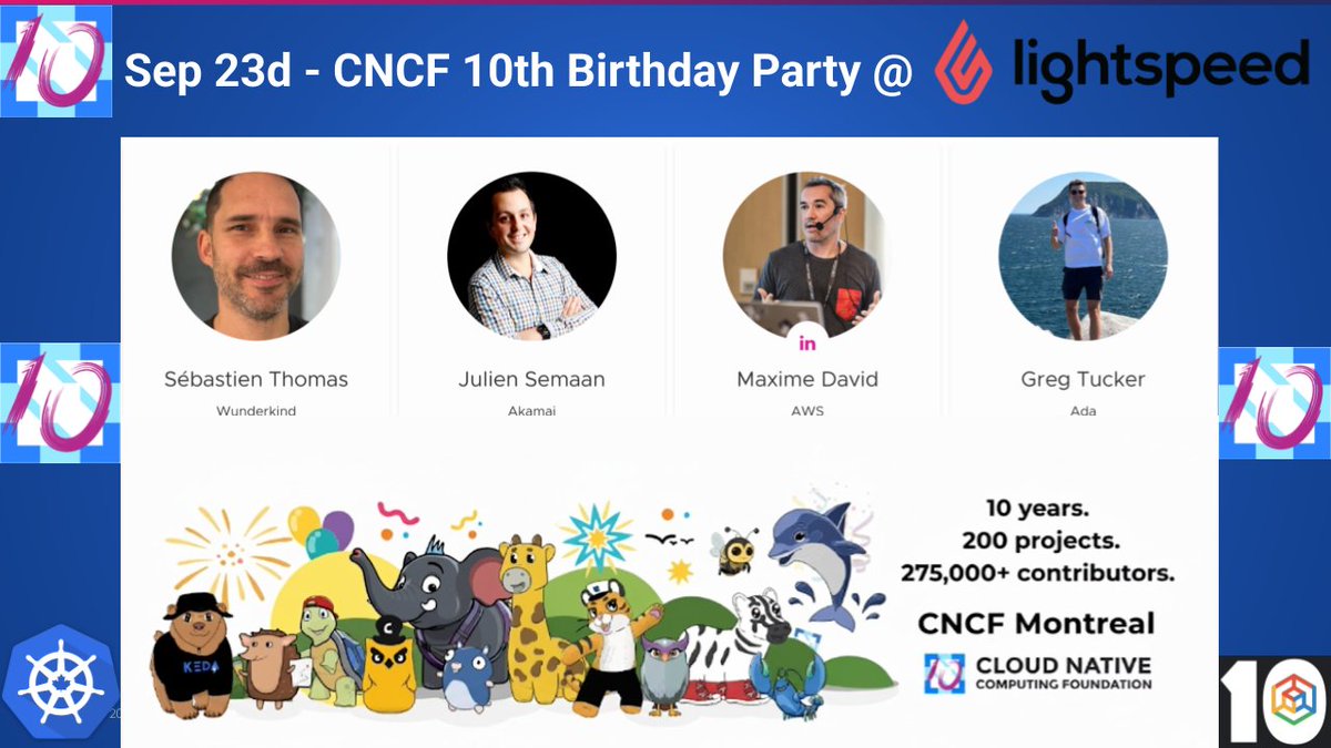 🎉Announcing the amazing lineup for #cTENcf Birthday Bash Montreal! 🎉 🎂 Come celebrate with the community! Don’t miss DJ Prune and House of Kube after the talks. This is officially the hottest party in cloud native! 🎂 community.cncf.io/events/details…