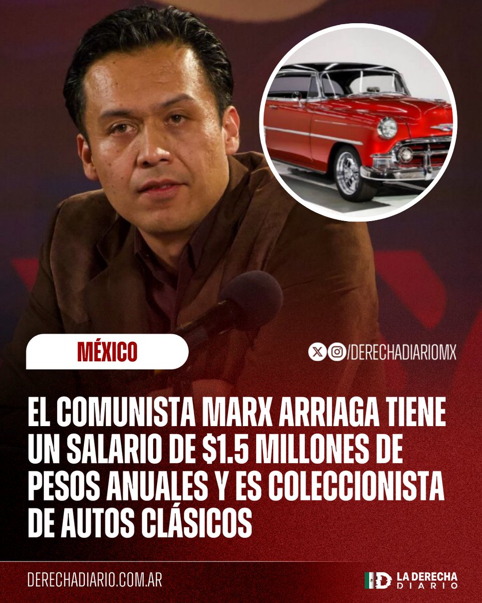 🚨🇲🇽 | COMUNISTA CLÁSICO: El director comunista de Materiales Educativos de la SEP, Marx Arriaga, tiene un salario de más de 1.5 millones de pesos anuales y es coleccionista de autos clásicos, ya que declaró que tiene un Mustang 1997 y un Chevrolet Bel Air 1953.