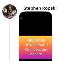 Stephen Ropski is an an elected city councilman in Delaware County, PA.

This was his response to Charlie’s ass*ssination.

Your tax dollars pay his salary.

HE MUST RESIGN.

Someone who mocks political ass*ssinations should not be representing Americans.