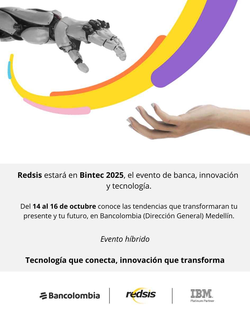 Participaremos en #Bintec 2025, el evento de banca, innovación y tecnología.
Nuestra charla sobre la Nueva ERA de la integración con WebMethods, una visión que conecta negocios y transforma el futuro.
📷 14 al 16 de octubre | Medellín – Evento híbrido
📷 lnkd.in/ejPQbQsW