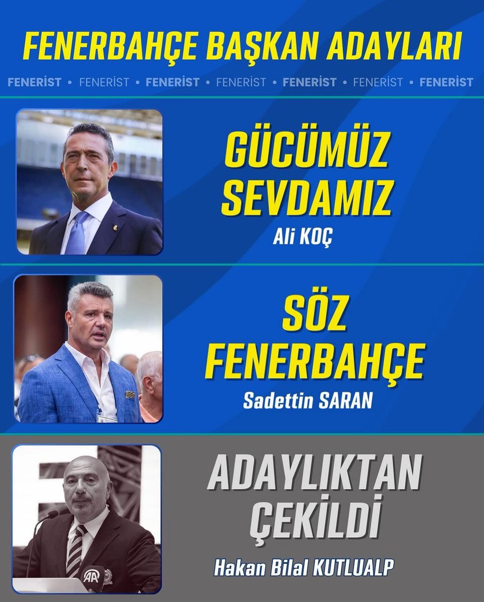 Ateşi yaktı, dik duruşunu gösterdi, gerektiğinde geri adım atmanın da bir erdem olduğunu herkese hatırlattı.
Gerçekçiliğiyle, vizyonuyla ve Fenerbahçe’ye olan sevgisiyle bu süreçte değer kattı.
Sağ olsun💛💙

Vur kır parçala Sadettin başkan, bu savaşta senden başka ADAM kalmadı!