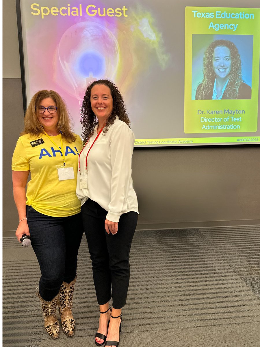 Karen Mayton of TEA's Student Assessment Division shed some light on best practices for our newest district testing coordinators. We appreciate TEA's long-standing and illuminating partnership. #ndtca2025 #growlearnsupport