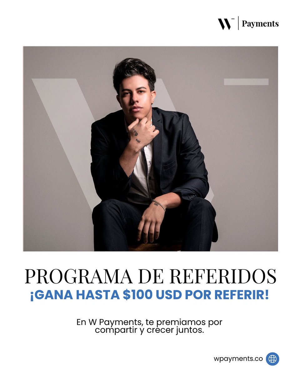 Programa de Referidos Wpayments 💙

Comparte, recomienda y gana:
💵 $100 USD por cada estudio referido. 
💵 $50 USD por cada creador independiente.

📍 Aplican términos y condiciones*

Porque en Wpayments crecemos juntos 🚀

👉🏻 Formulario aquí: wpayments.co/referidos