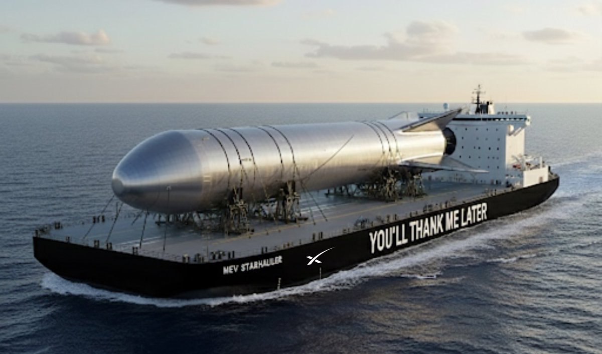 Elon’s recent "You’ll Thank Me Later" post refers to the name of a watership that will transport spaceships from Starbase to Cape Canaveral, Florida.