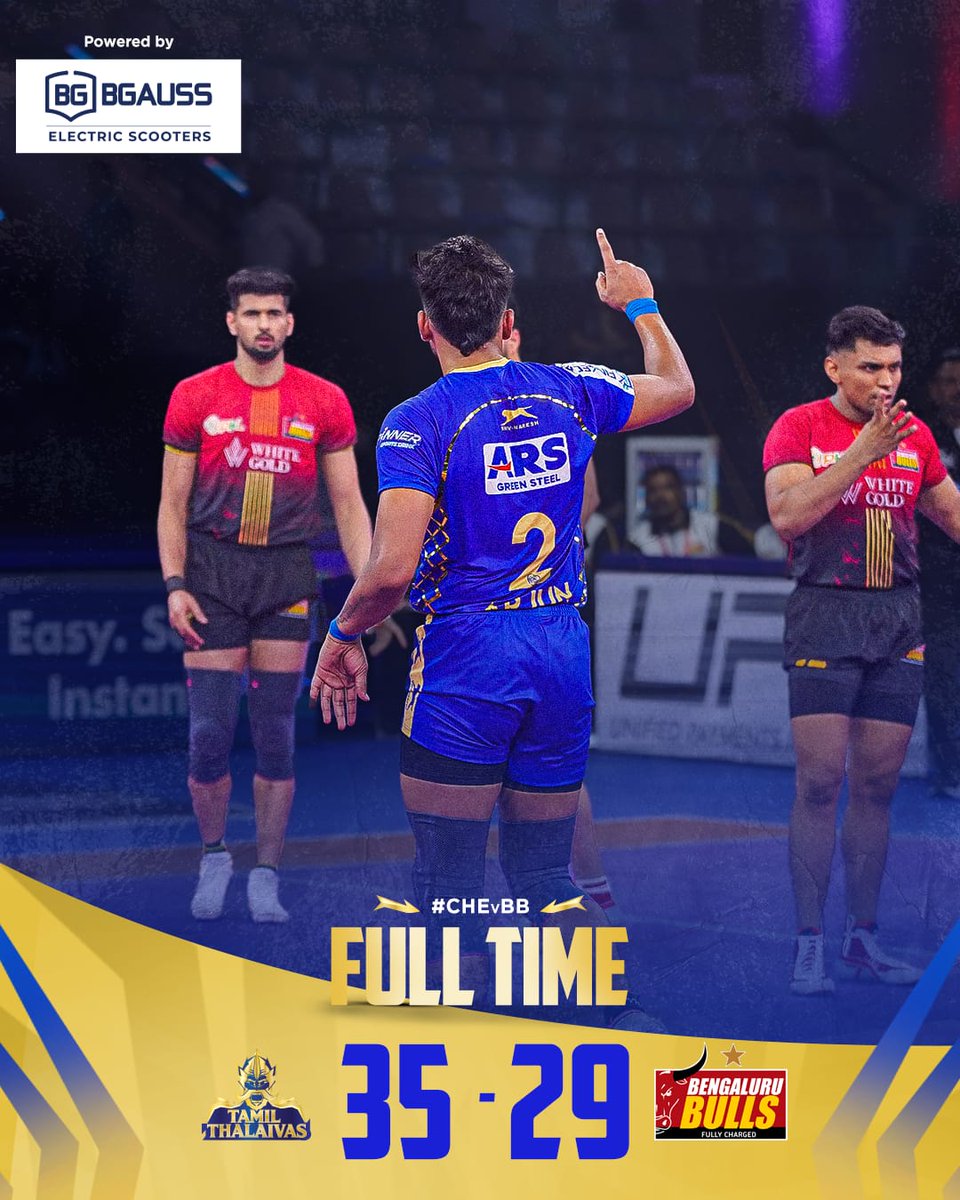 tamilthalaivas's tweet image. What. A. Comeback! 🔥💙💛

#CHEvBB | #PKL12 | #GiveItAllMachi | #IdhuNammaTeam | #TamilThalaivas | #ProKabaddi