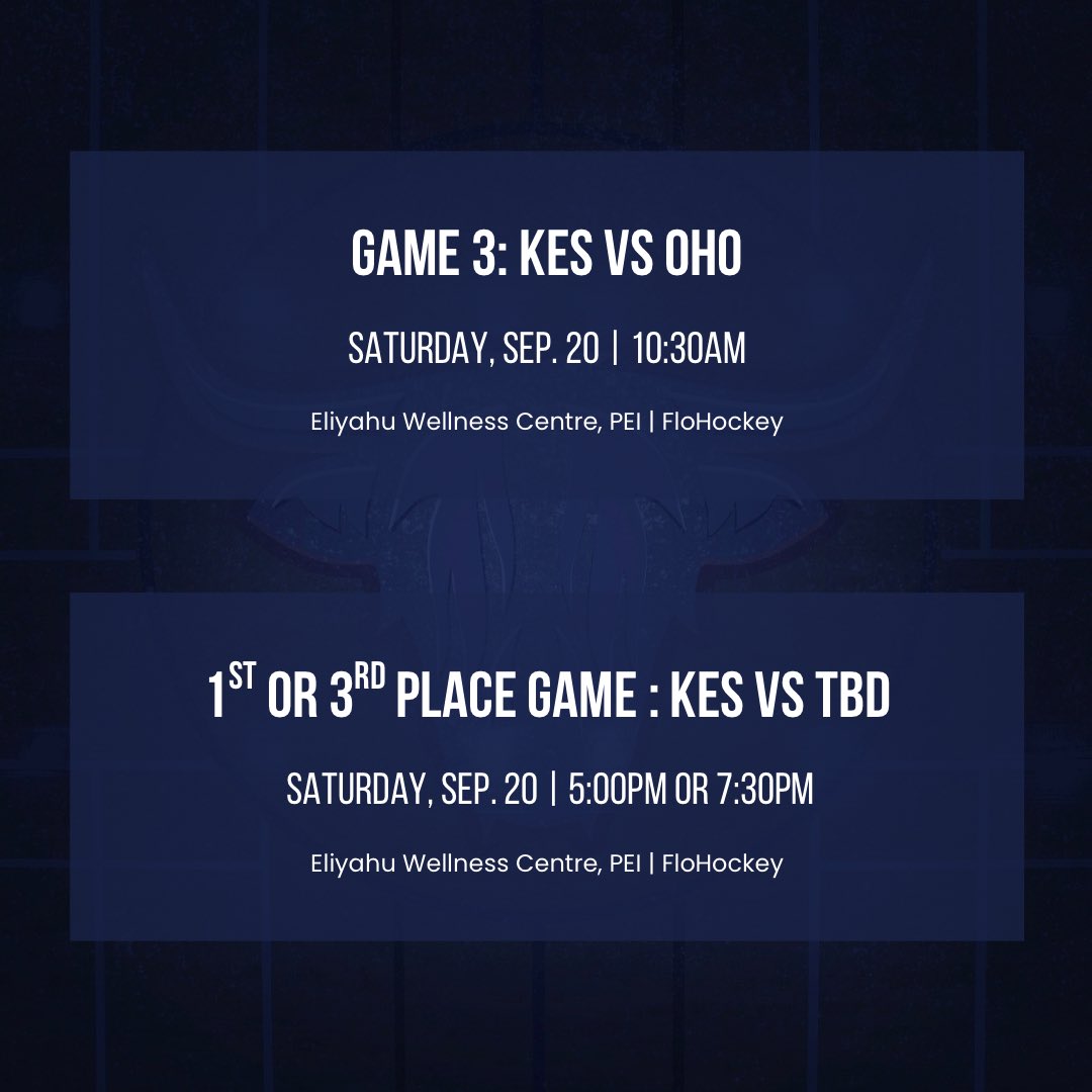 CSSHL regular season starts this week! We head to PEI for 4 games!

Format - 3 round robin games with the 1st and 2nd place teams facing off in the final game! 

📍 Mount Academy, PEI
📺 FloHockey