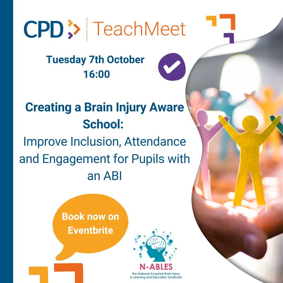 NABLES (@nables10) on Twitter photo π Are you an education professional interested in free CPD?
Join our Teachmeet in collaboration with <a href="/twinklresources/">Twinkl Resources</a> "Improve Inclusion, Attendance and Engagement for Pupils with an ABI"
π To sign-up, visit: buff.ly/V2CBIf3 π Are you an education professional interested in free CPD?
Join our Teachmeet in collaboration with <a href="/twinklresources/">Twinkl Resources</a> "Improve Inclusion, Attendance and Engagement for Pupils with an ABI"
π To sign-up, visit: buff.ly/V2CBIf3