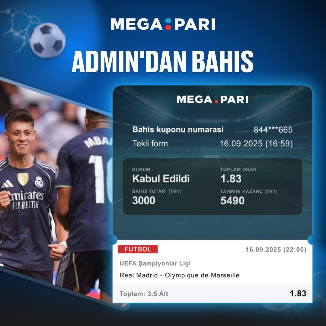 Şampiyonlar Ligi, bahis yapmak için en iyi turnuva! 💵

Seçimlerimize bir göz atın. Sizce bu kupon tutar mı?

Hemen Megapari'ye bahis yapın! 👑