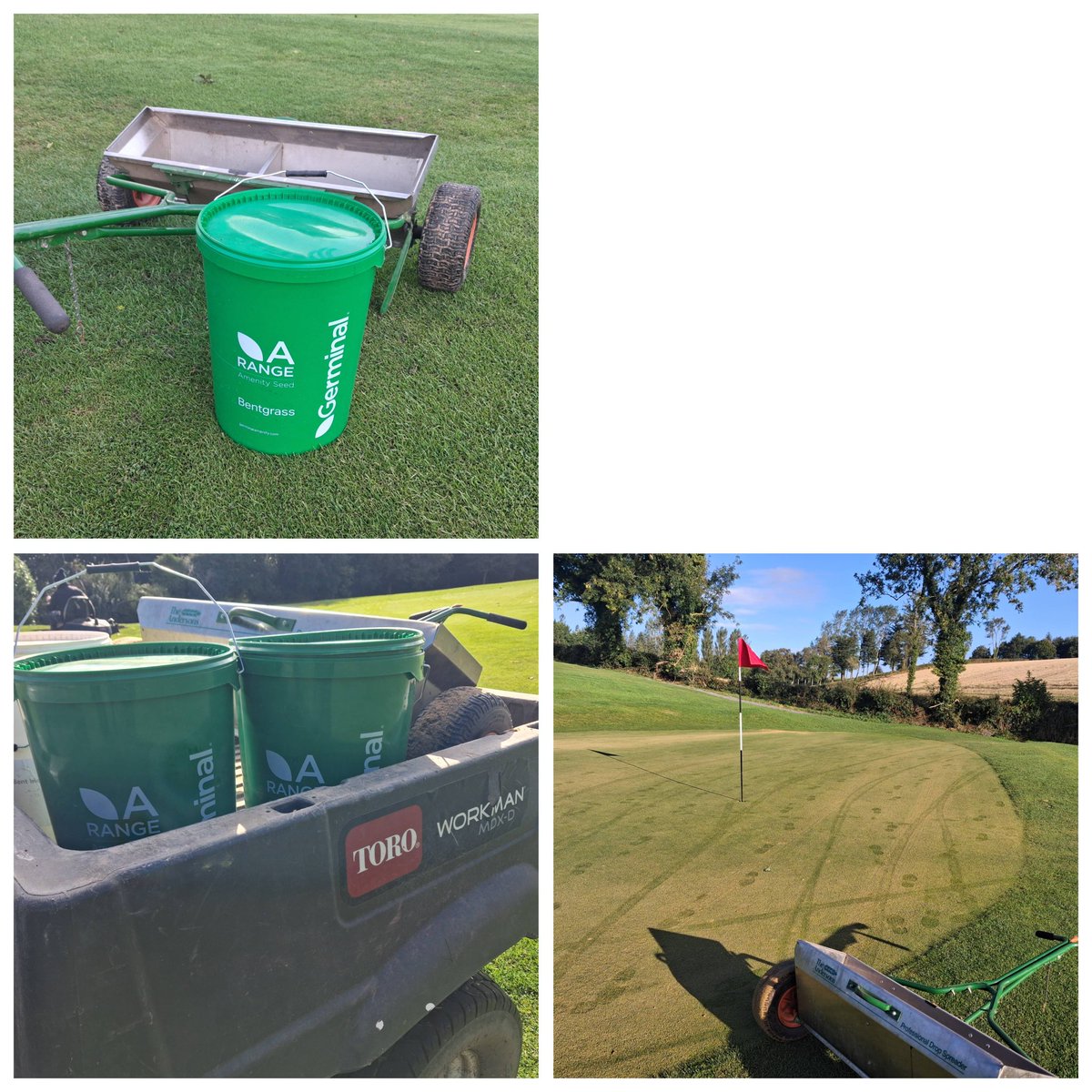 Greens <a href="/banbridgegolf/">Banbridge Golf Club</a> recently overseeded with <a href="/GerminalAmenity/">Germinal Amenity</a> fore front greens mix☘️⛳️🌧🌞🚜 <a href="/GrahamParker22/">Graham Parker</a>