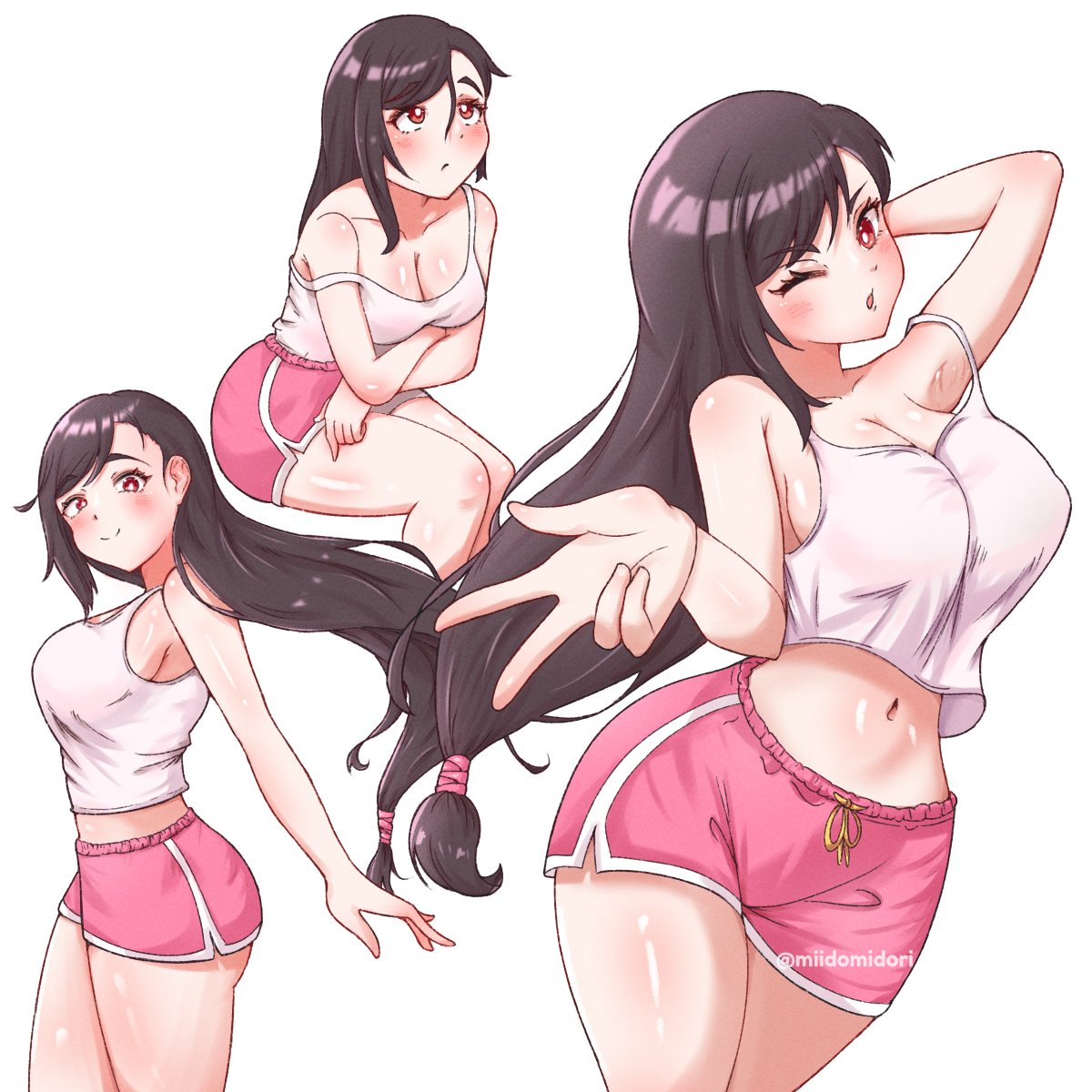miidomidori's tweet image. Tifa in casual Mai Shiranui outfit~❤️💕